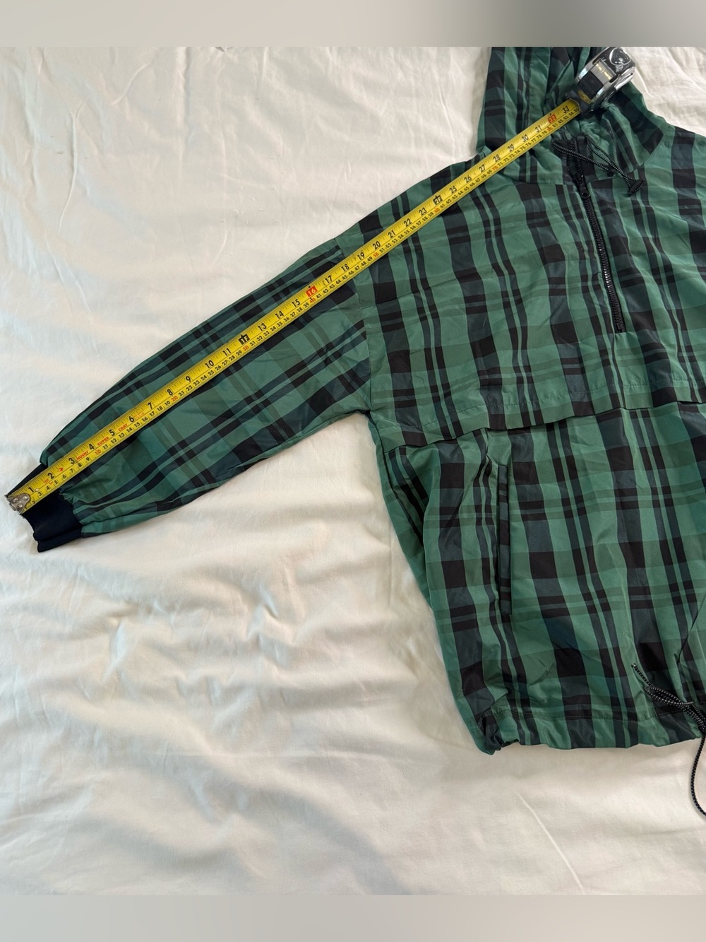 Zara Green Plaid Oversized Hooded Anorak Windbreaker XL - Picture 12 of 12